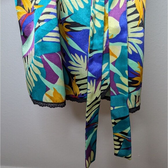 Vintage Vanity Fair satin kimono robe tropical birds of paradise - Picture 4 of 11